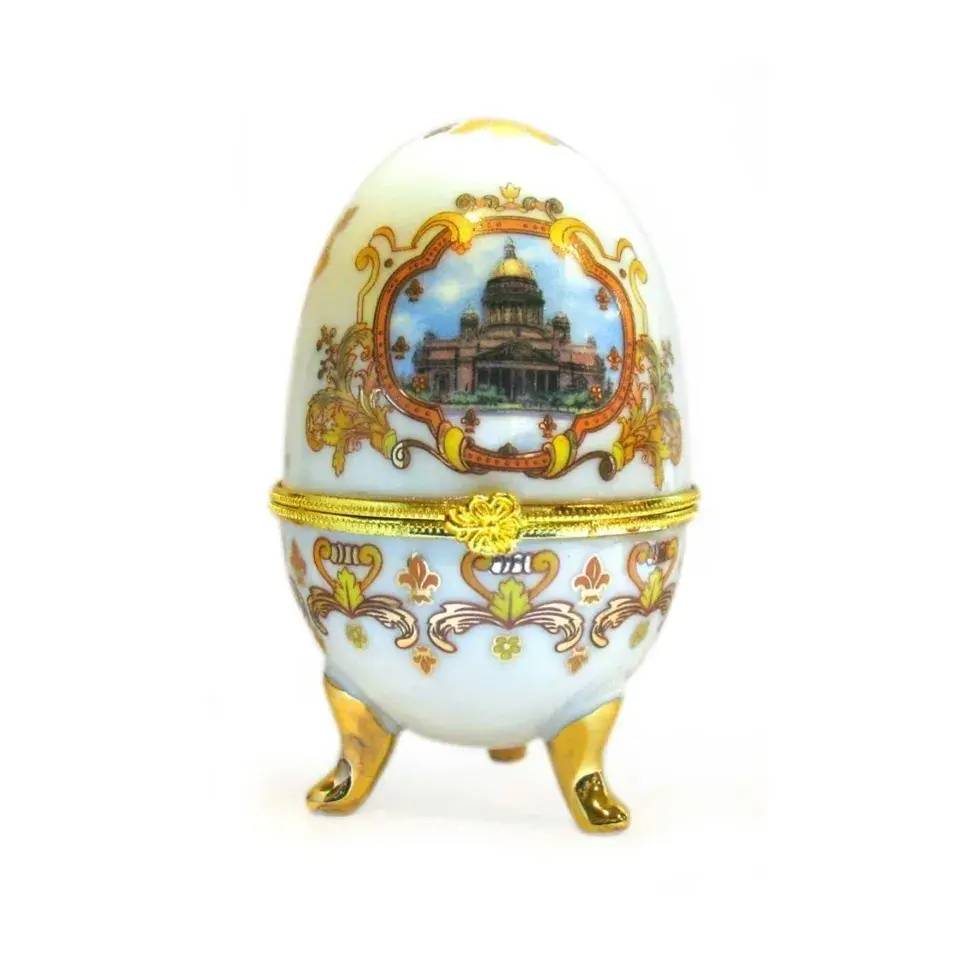 Яйцо-шкатулка фарфор СПб Спас Исаакий белое