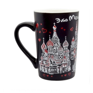 Кружка фарфор матовая Это Москва детка черная