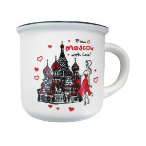 Кружка фарфор матовая прямая From Moscow with love ХВБ