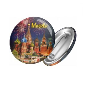 Значок круглый Москва Коллаж ночной