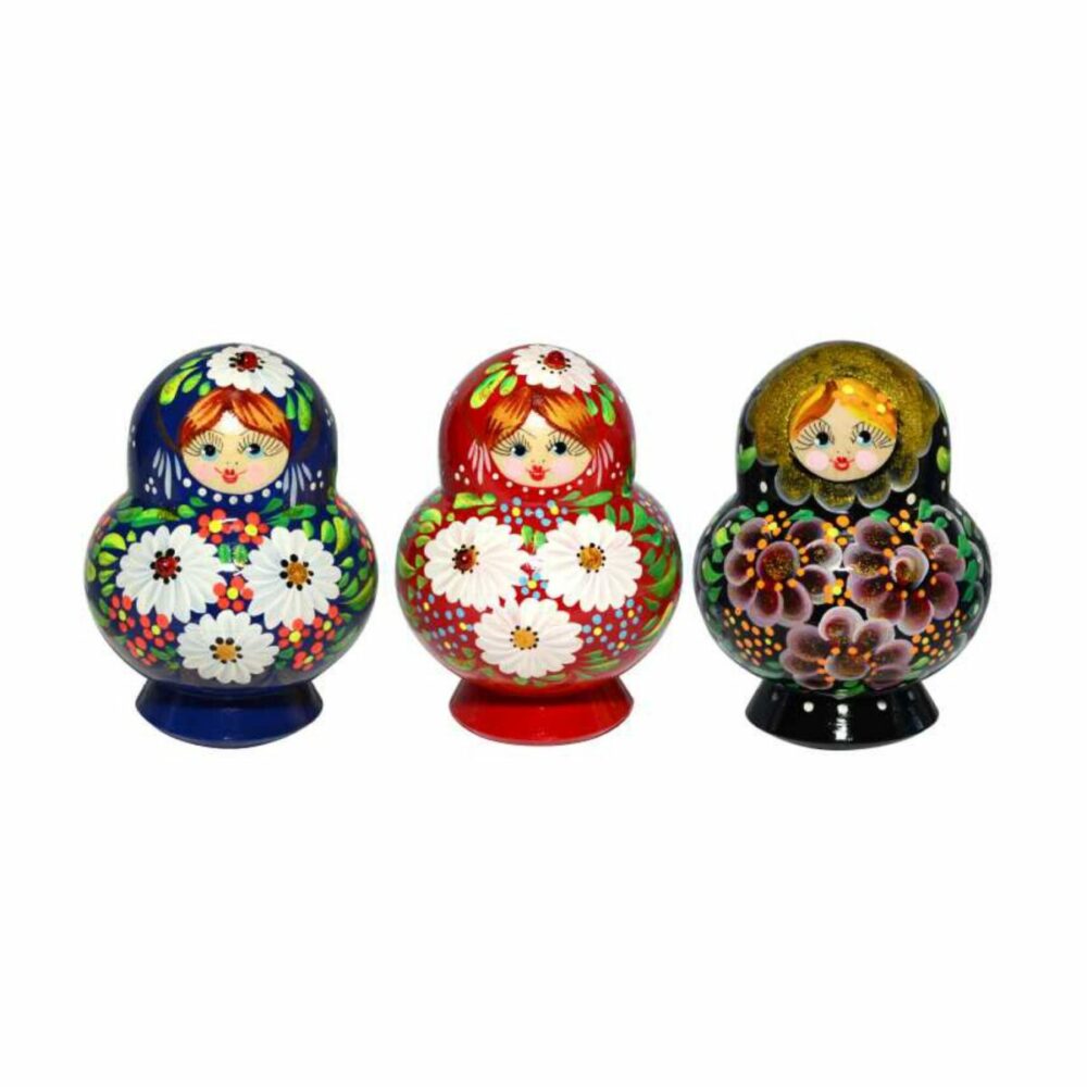 Матрешка деревянная пузико Цветы 10 мест