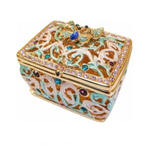 Шкатулка Ажурная с бабочкой малая бирюзовая