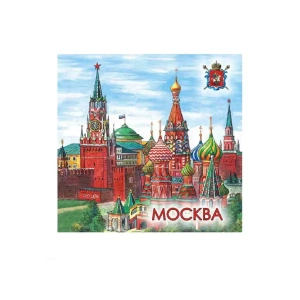 Магнит квадрат металл Москва Коллаж аква