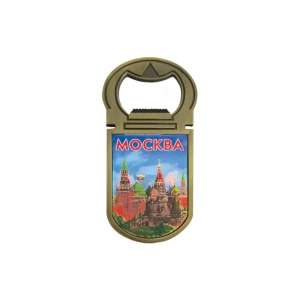 Открывалка-магнит фольга смола Москва Коллаж аква бронза