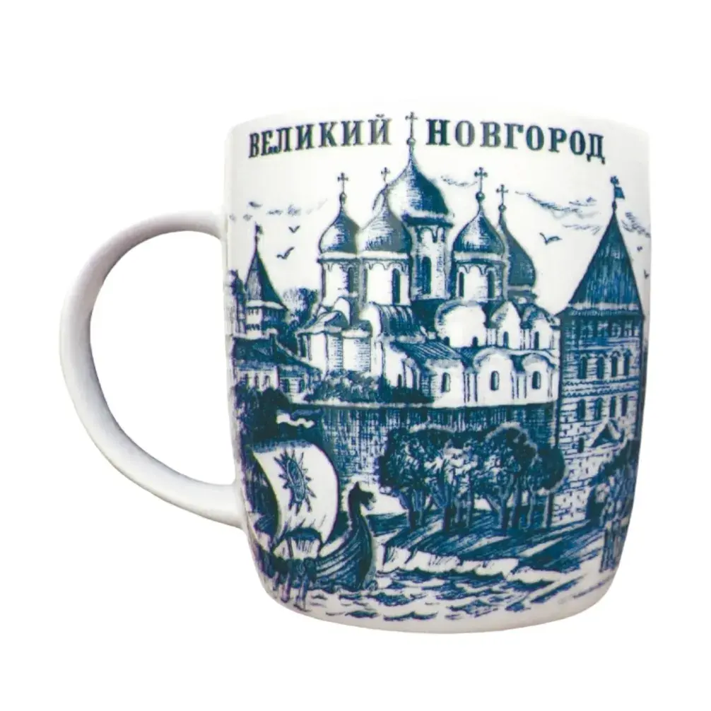 Кружка фарфор Великий Новгород синий рисунок