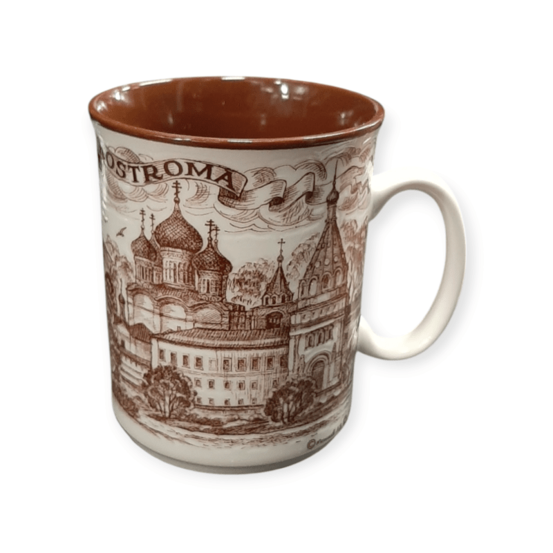 Кружка фарфор Кострома коричневый рисунок