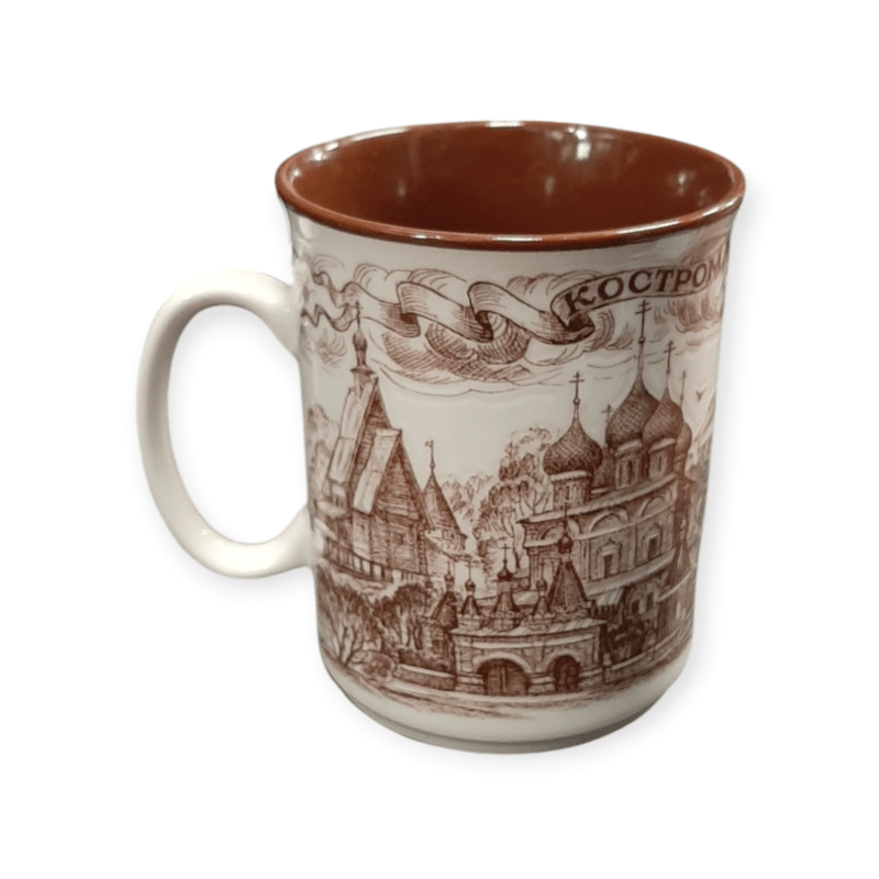 Кружка фарфор Кострома коричневый рисунок
