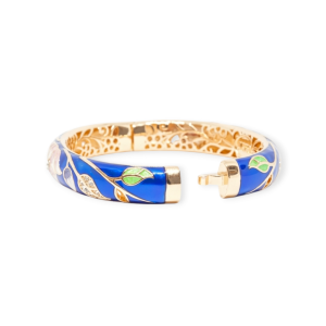 Браслет металл прозрачная эмаль Лотос синий