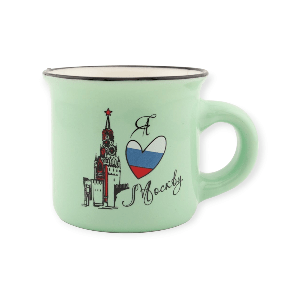 Кружка фарфор малая под эмаль Москва Спасская башня Триколор