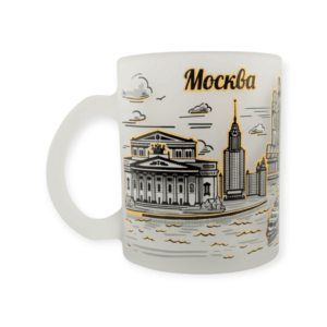 Кружка стекло матовая прямая Москва Набережная