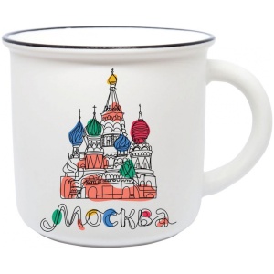 Кружка фарфор матовая прямая Москва ХВБ рисунок