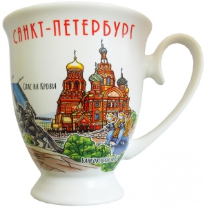 Кружка фарфор Пиктограмма Санкт-Петербург рисунок матовая