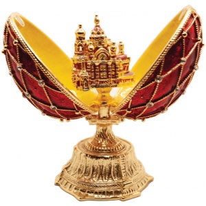 Яйцо Двойное сетка со Спасом малое красное